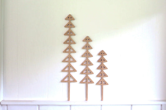 Set of 3 Scandinavian wood trees - set two