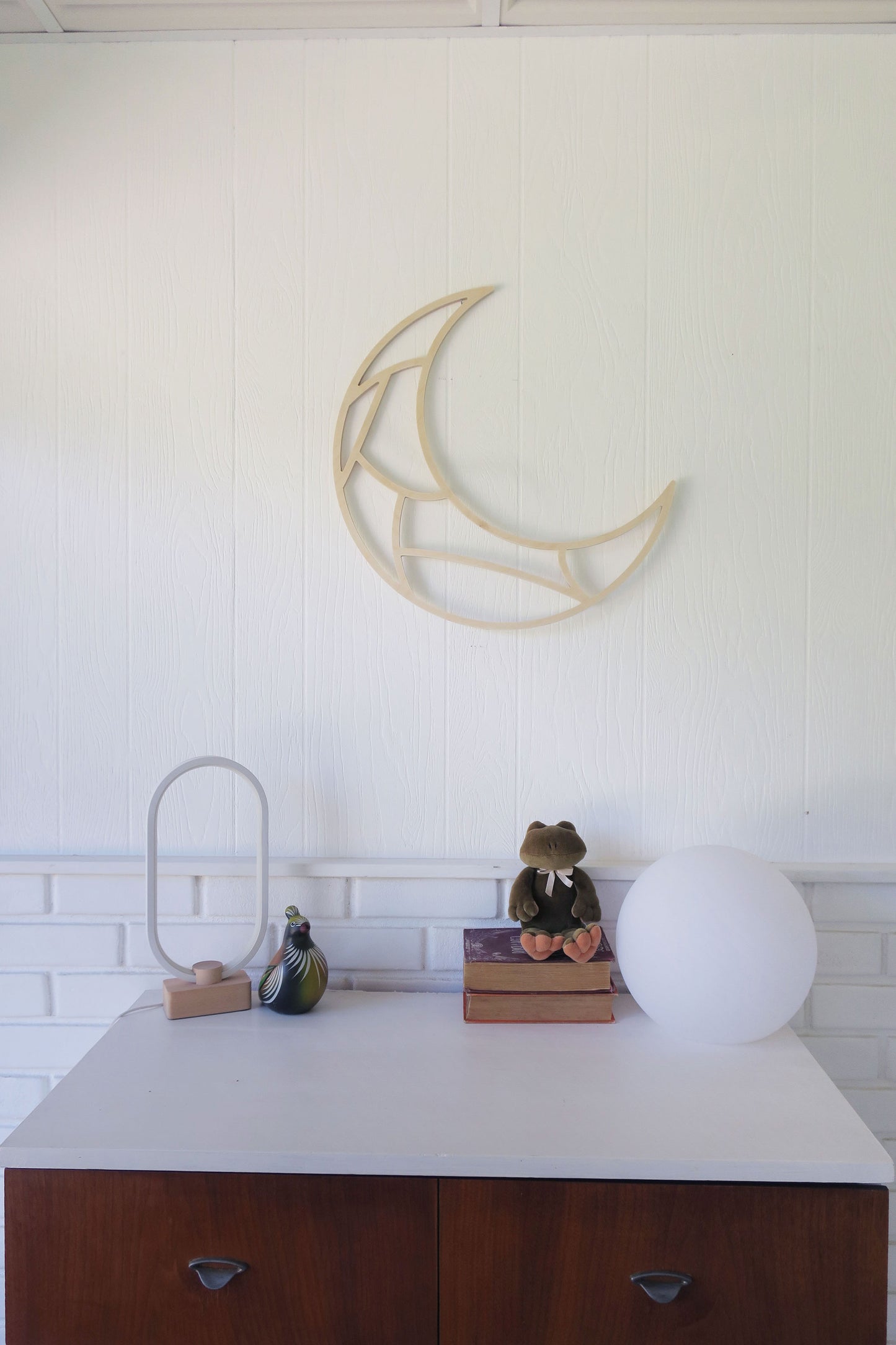Large wood crescent moon