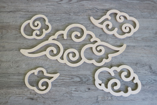 Large wood cloud set
