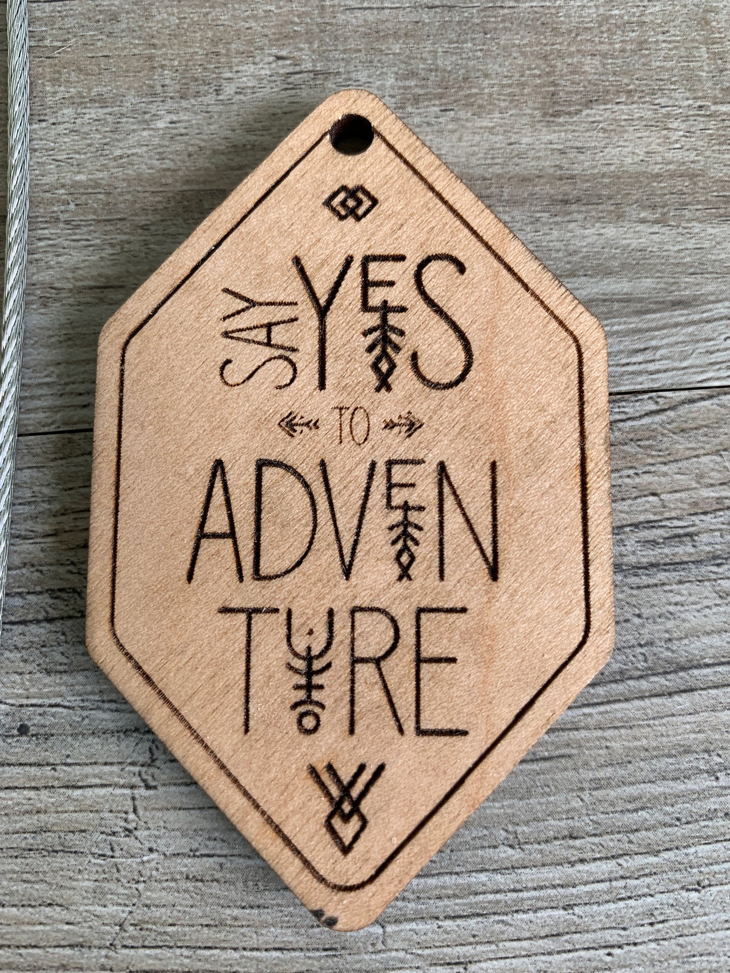 Say Yes to Adventure Wood Keychain