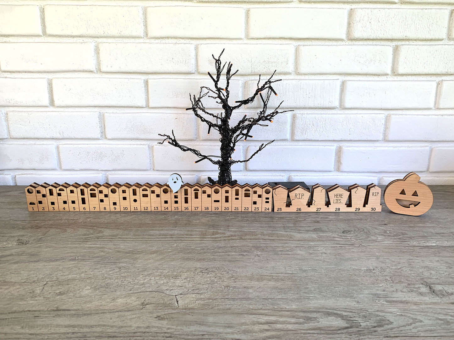 Wooden Halloween and Christmas Advent Calendar