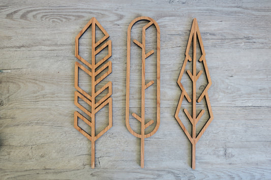 Set of 3 Wooden Feathers
