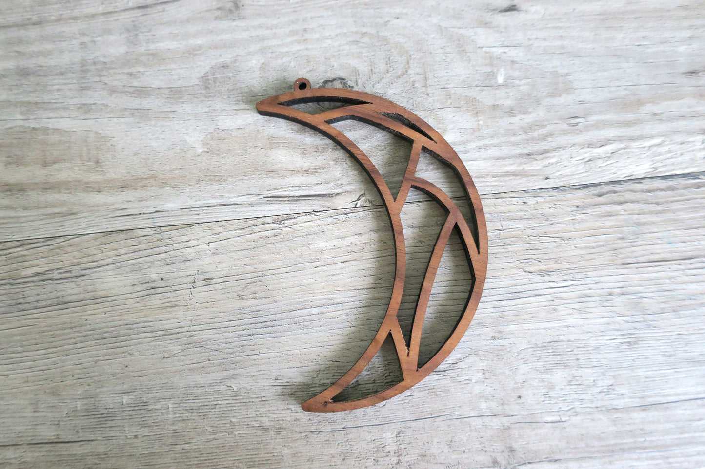 Wooden Crescent Moon Ornament