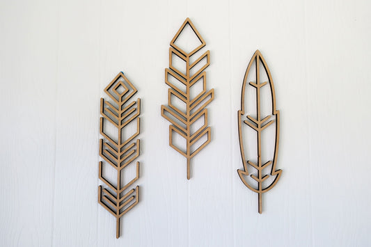 Set of 3 Wood Feathers