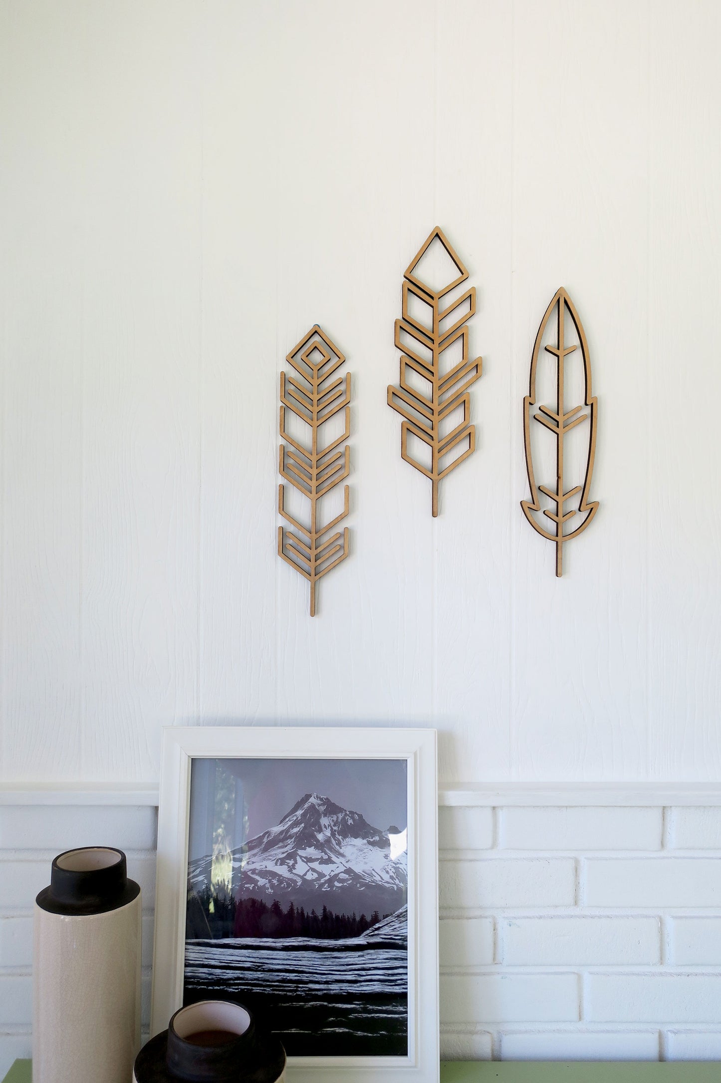 Set of 3 Wood Feathers