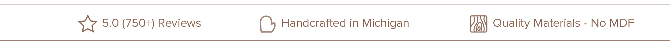 Over 750 5 star reviews, handcrafted in MI, quality materials - no mdf