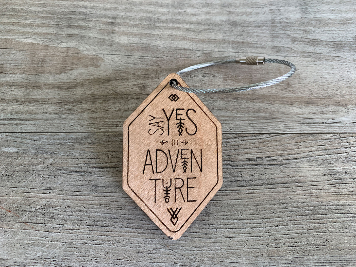 Say Yes to Adventure Wood Keychain