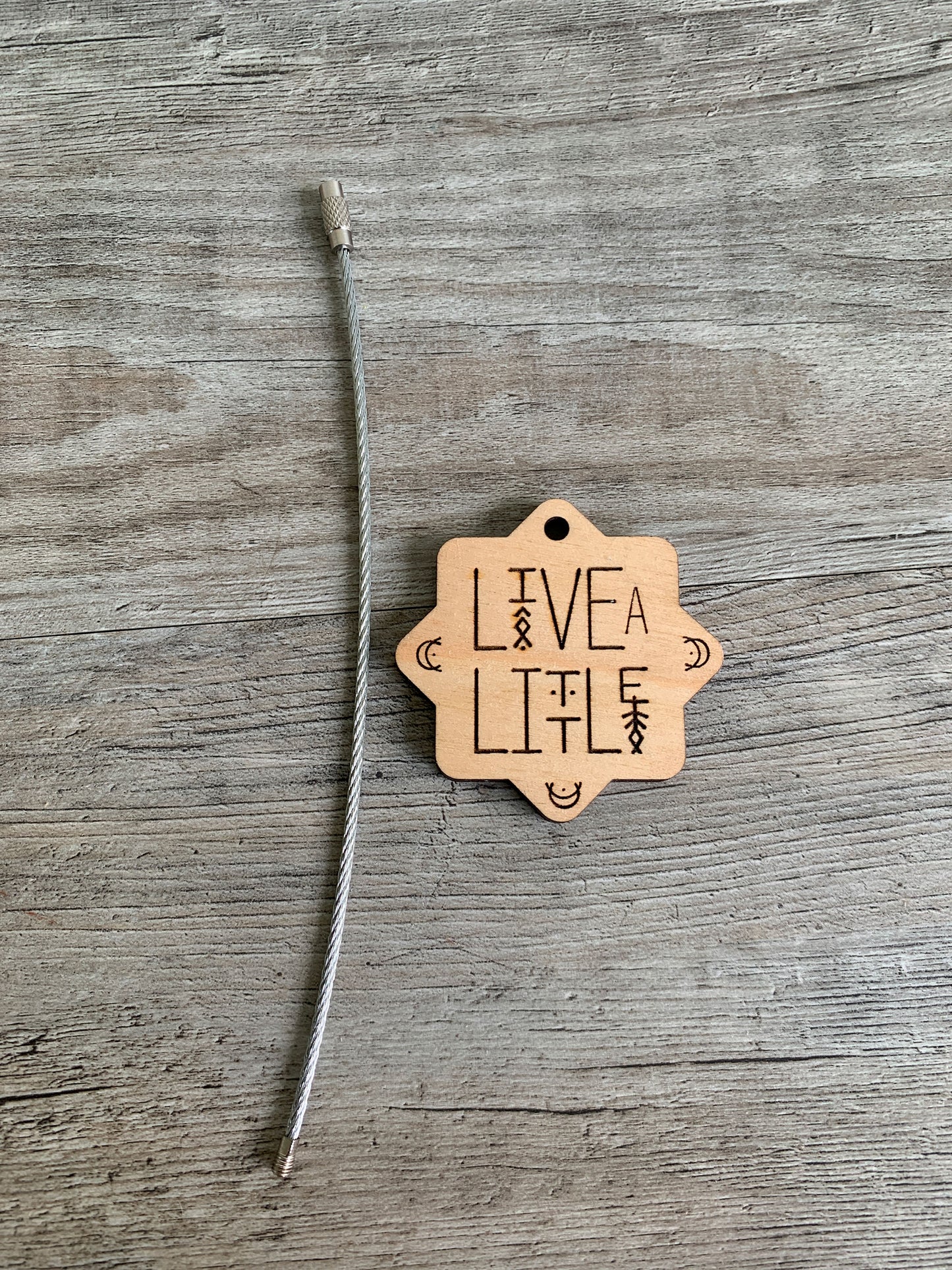 Live a Little Wood Keychain