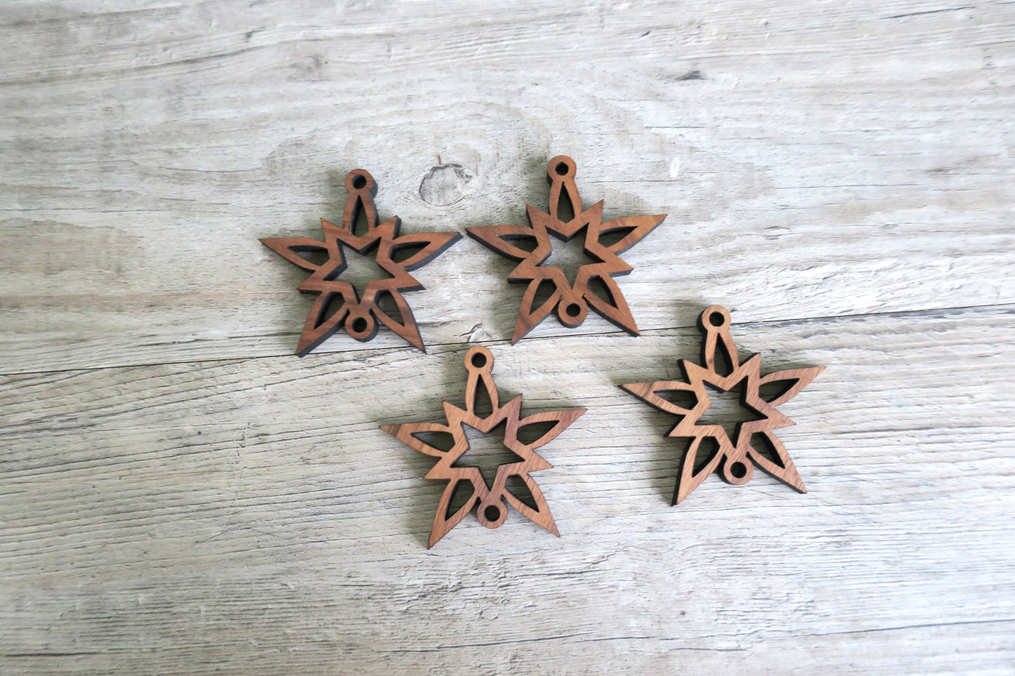 Set of 4 Wooden Little Star Ornaments