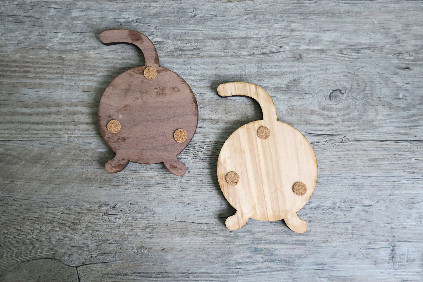 Wood Cat Butt Coasters